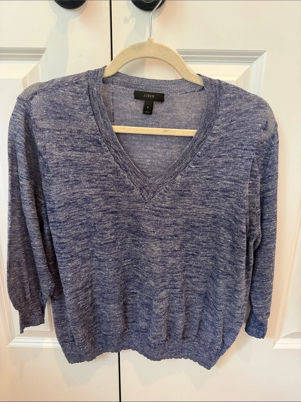 J. Crew Heathered Blue V-Neck Sweater